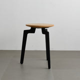 Deerleg オーク無垢（はぎ板）タイプ ブラック脚 円形スツール 30cm