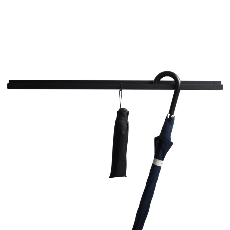 レール型 壁付け傘掛け【ブラック】