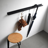 レール型 壁付け傘掛け【ブラック】