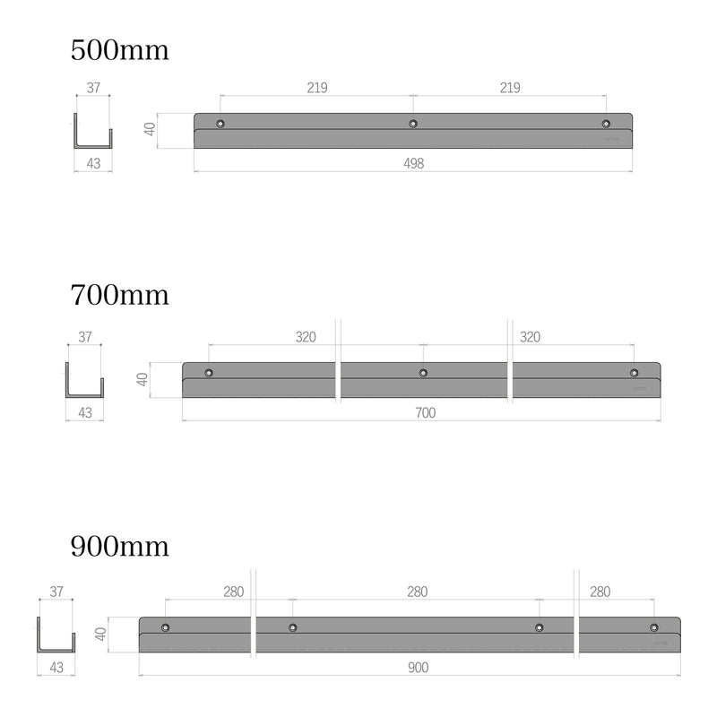 レール型 壁付け傘掛け【ブラック】