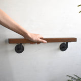 オーク手すり＋ブラケット× 2【黒】 45～120cm