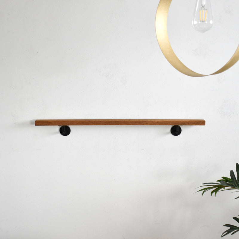 オーク手すり＋ブラケット× 2【黒】 45～120cm