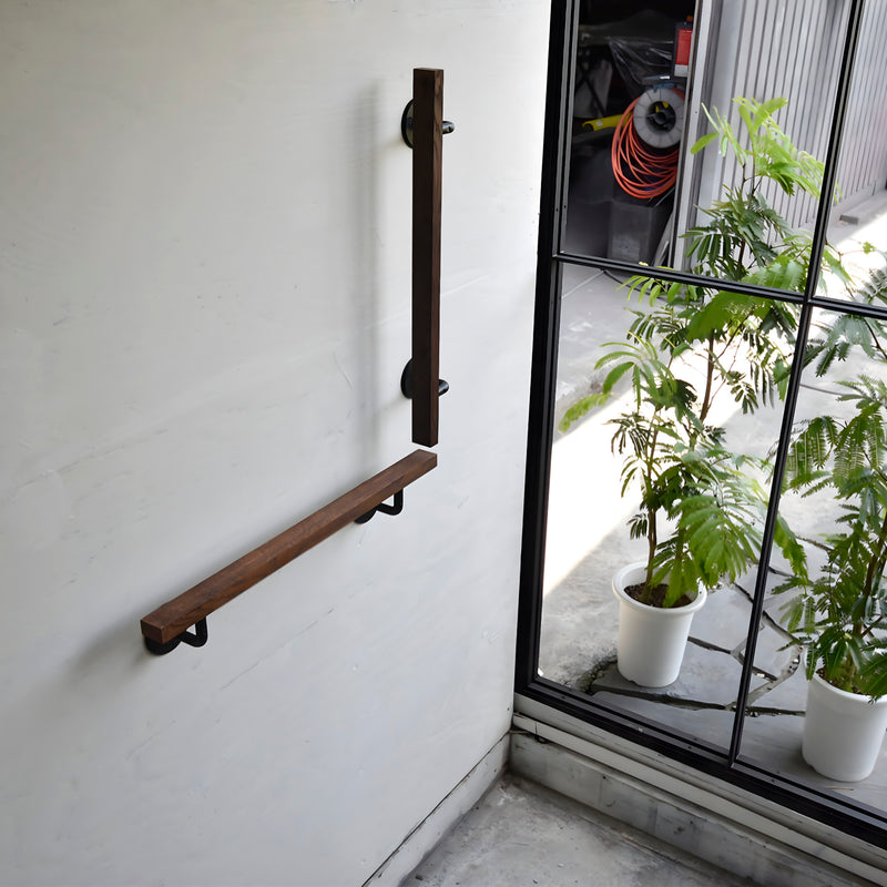 オーク手すり＋ブラケット× 2【白】 45～120cm