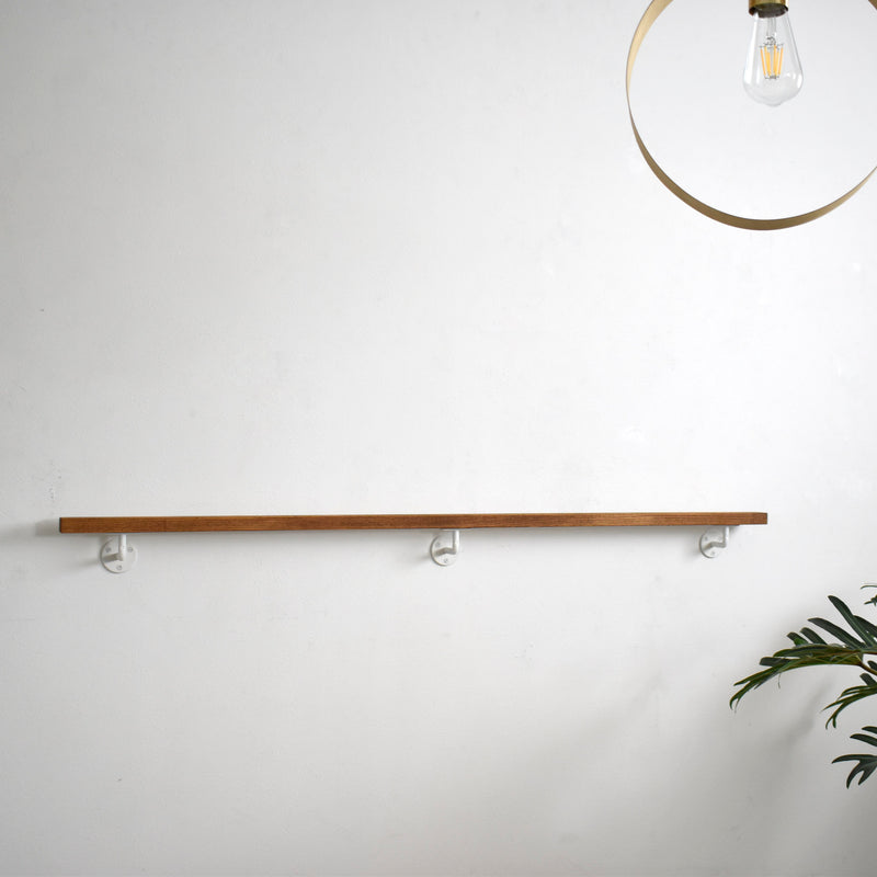 オーク手すり＋ブラケット× 3【白】121～200cm